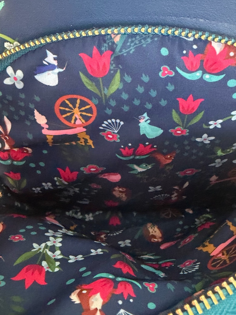 Disney Loungefly Aurora Floral Mini Backpack - Navy Teal - Picture 4 of 4